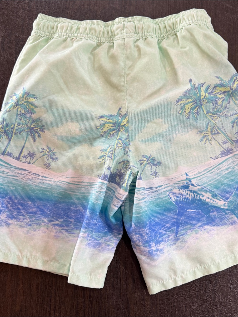 OshKosh Bgosh Mint Green Tropical Print Swim Trunks Sz 12/12A - Picture 8 of 8